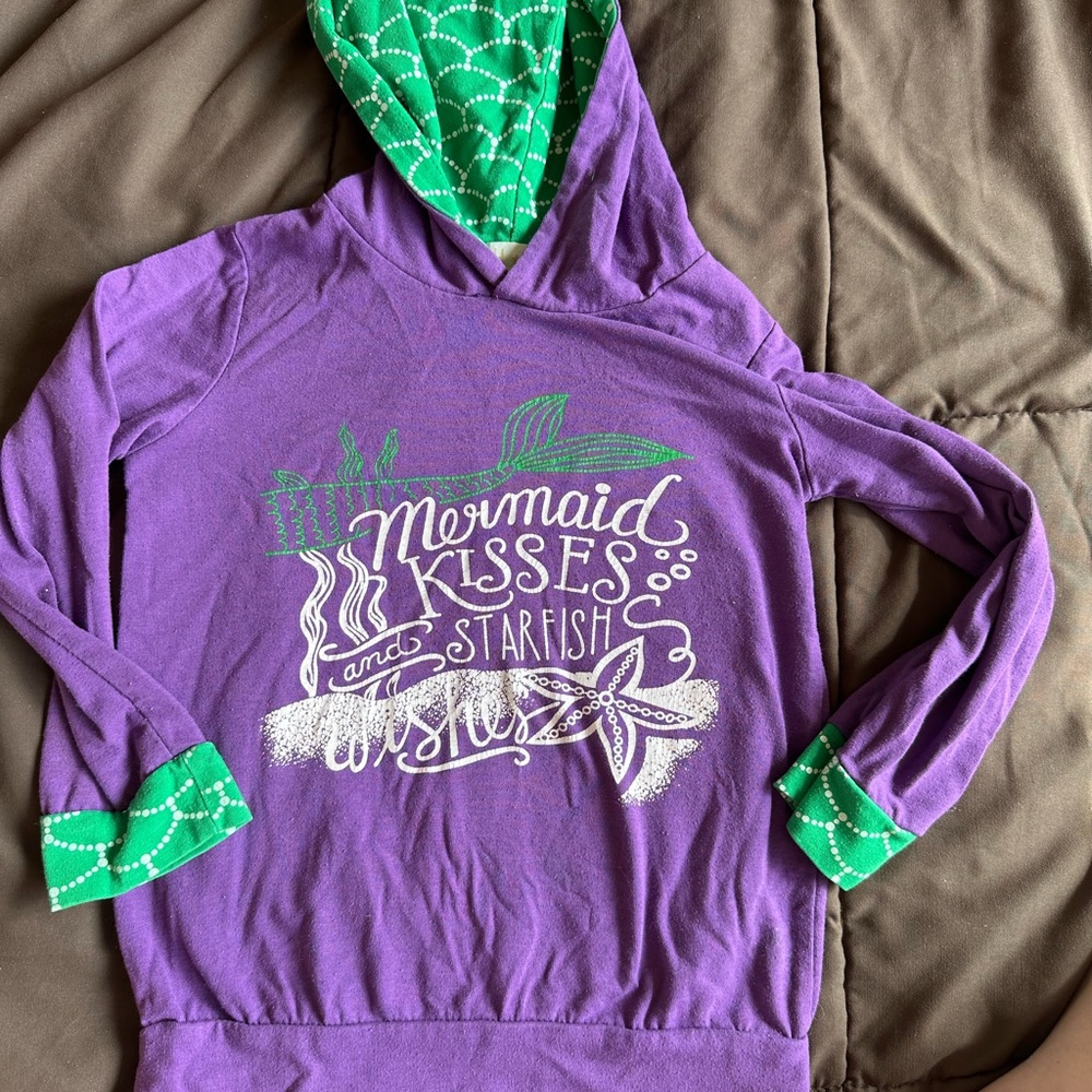 Purple Mermaid Hoodie with Green Accents